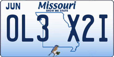 MO license plate OL3X2I