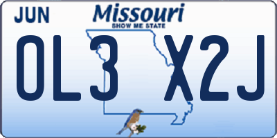 MO license plate OL3X2J