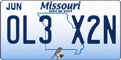 MO license plate OL3X2N