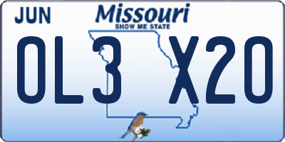 MO license plate OL3X2O