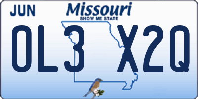 MO license plate OL3X2Q