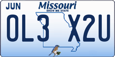 MO license plate OL3X2U