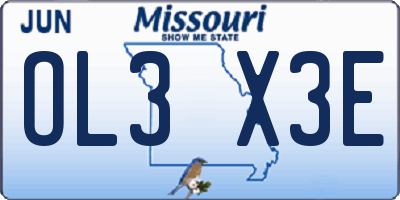 MO license plate OL3X3E