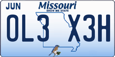 MO license plate OL3X3H