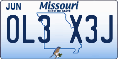 MO license plate OL3X3J