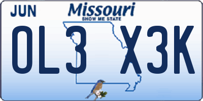 MO license plate OL3X3K