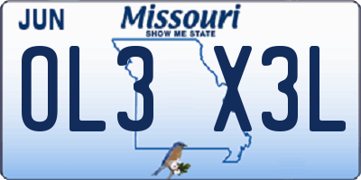 MO license plate OL3X3L