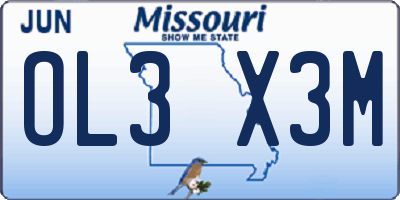 MO license plate OL3X3M