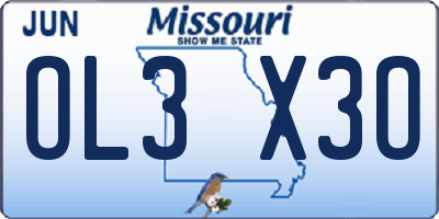 MO license plate OL3X3O