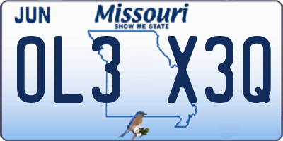 MO license plate OL3X3Q