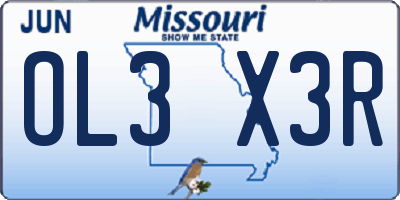 MO license plate OL3X3R