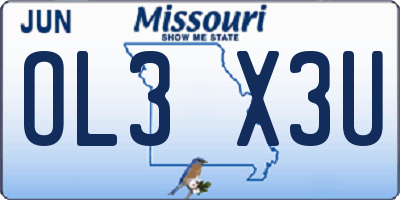 MO license plate OL3X3U