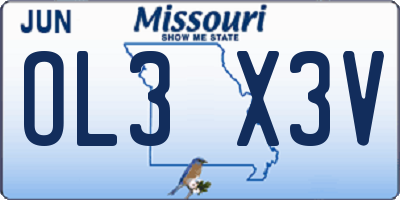 MO license plate OL3X3V