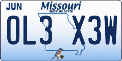 MO license plate OL3X3W
