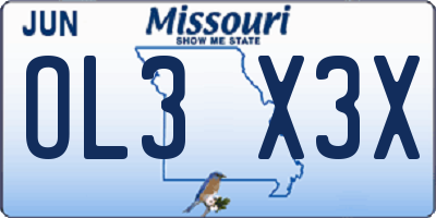 MO license plate OL3X3X