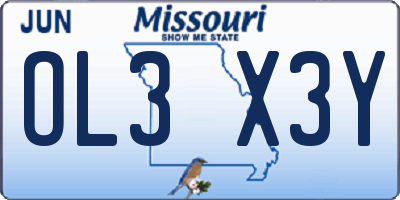 MO license plate OL3X3Y