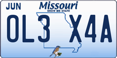 MO license plate OL3X4A