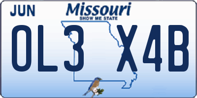 MO license plate OL3X4B