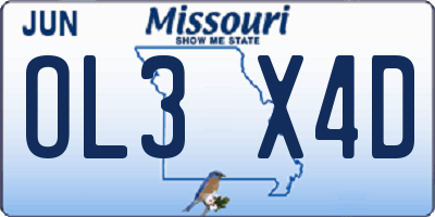 MO license plate OL3X4D