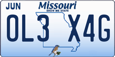 MO license plate OL3X4G