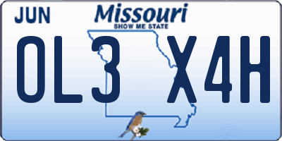 MO license plate OL3X4H