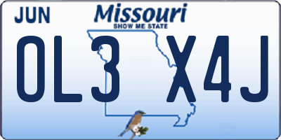 MO license plate OL3X4J