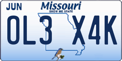 MO license plate OL3X4K