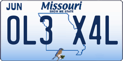 MO license plate OL3X4L
