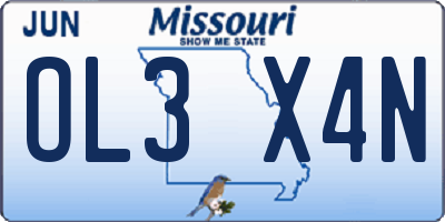 MO license plate OL3X4N
