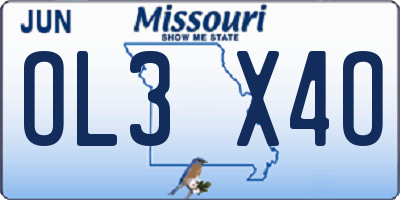 MO license plate OL3X4O