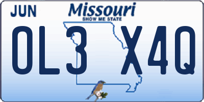 MO license plate OL3X4Q