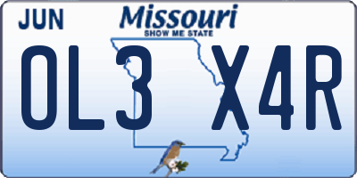 MO license plate OL3X4R