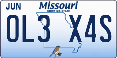 MO license plate OL3X4S