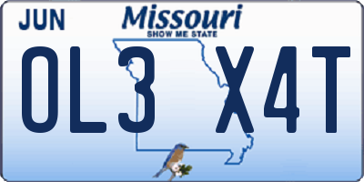 MO license plate OL3X4T