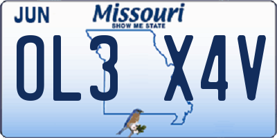 MO license plate OL3X4V