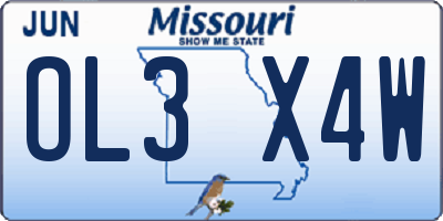 MO license plate OL3X4W