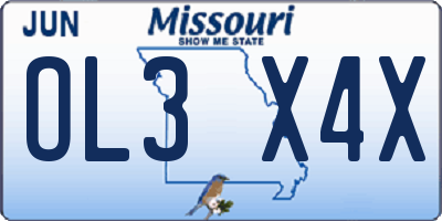 MO license plate OL3X4X