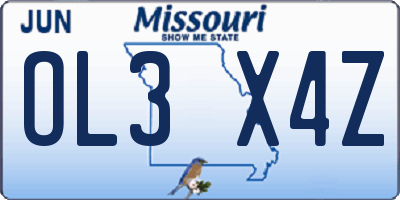 MO license plate OL3X4Z