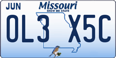 MO license plate OL3X5C