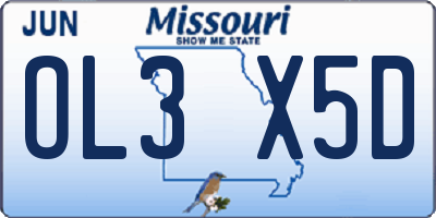 MO license plate OL3X5D