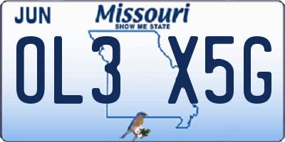 MO license plate OL3X5G