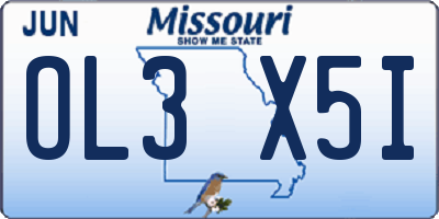 MO license plate OL3X5I