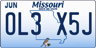 MO license plate OL3X5J