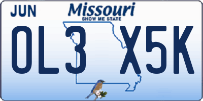 MO license plate OL3X5K