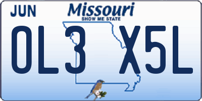 MO license plate OL3X5L