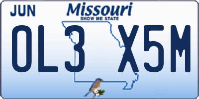 MO license plate OL3X5M