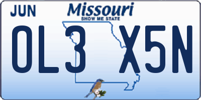 MO license plate OL3X5N