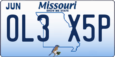 MO license plate OL3X5P