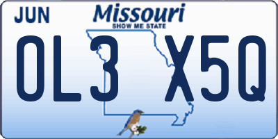 MO license plate OL3X5Q