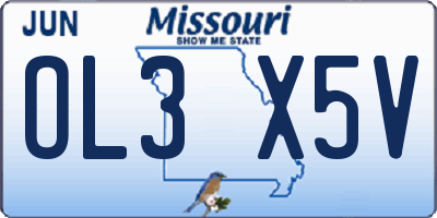 MO license plate OL3X5V